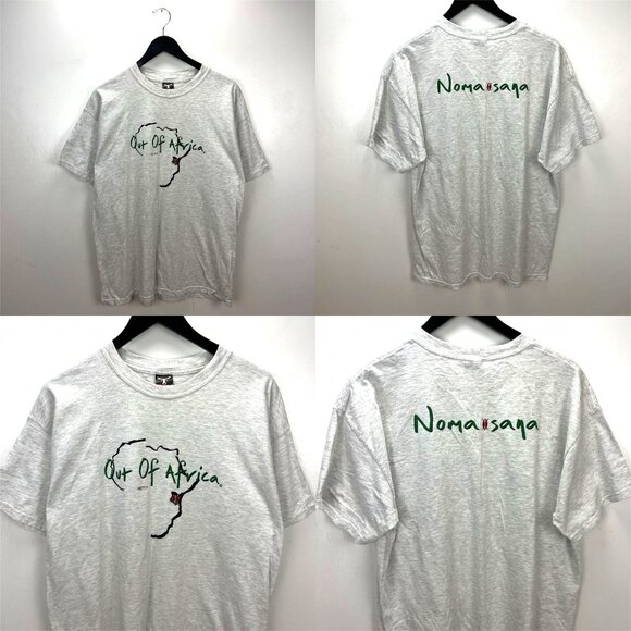 Vintage Tops - Vintage Out of Africa Kenya Nomadsaya Graphic Tee Large Gray Adult Unisex Fit